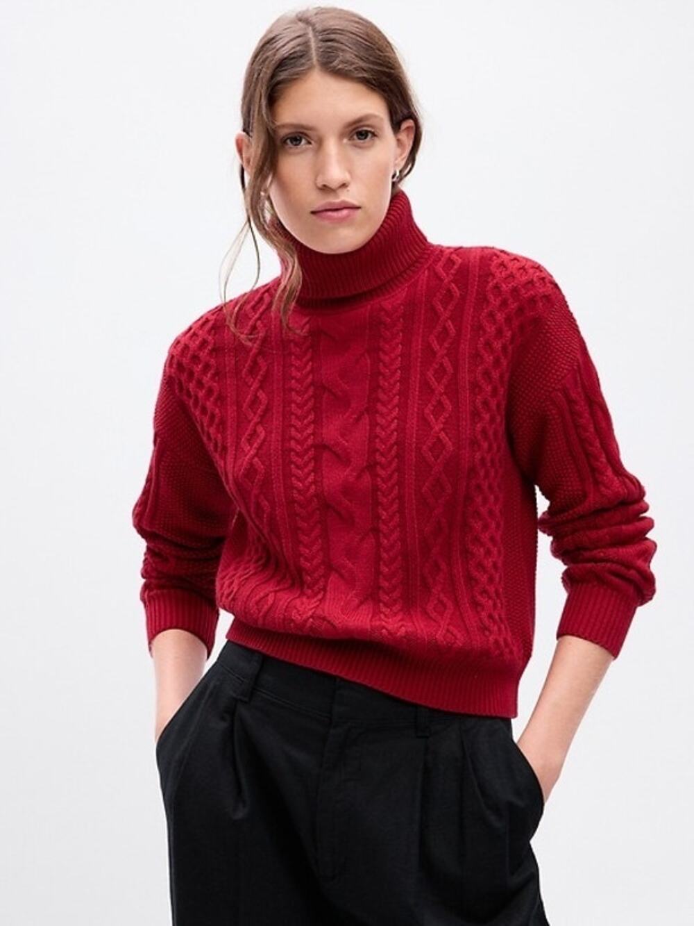 Gap Cable-Knit Cropped Turtleneck Sweater